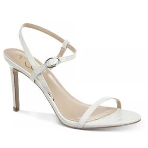 Sam Edelman Doran White Croc Embossed Ankle Strap Heeled Sandals Size 9M